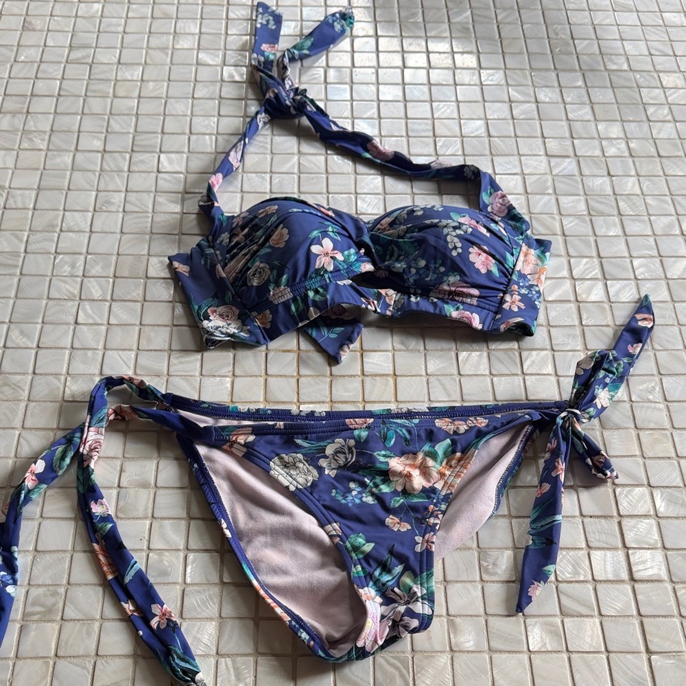 Daniel Cremieux Purple Floral Trim Bikini Bottom